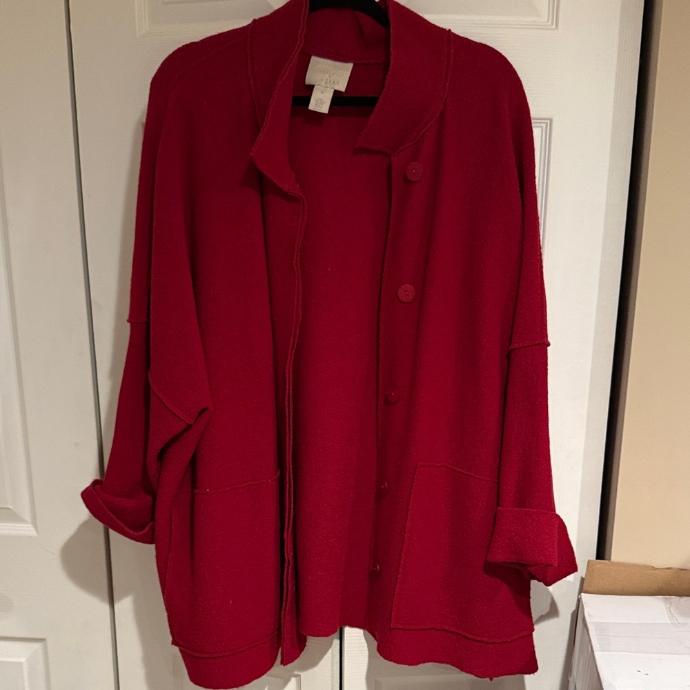 J. Jill Vibrant Red Wool Cardigan
